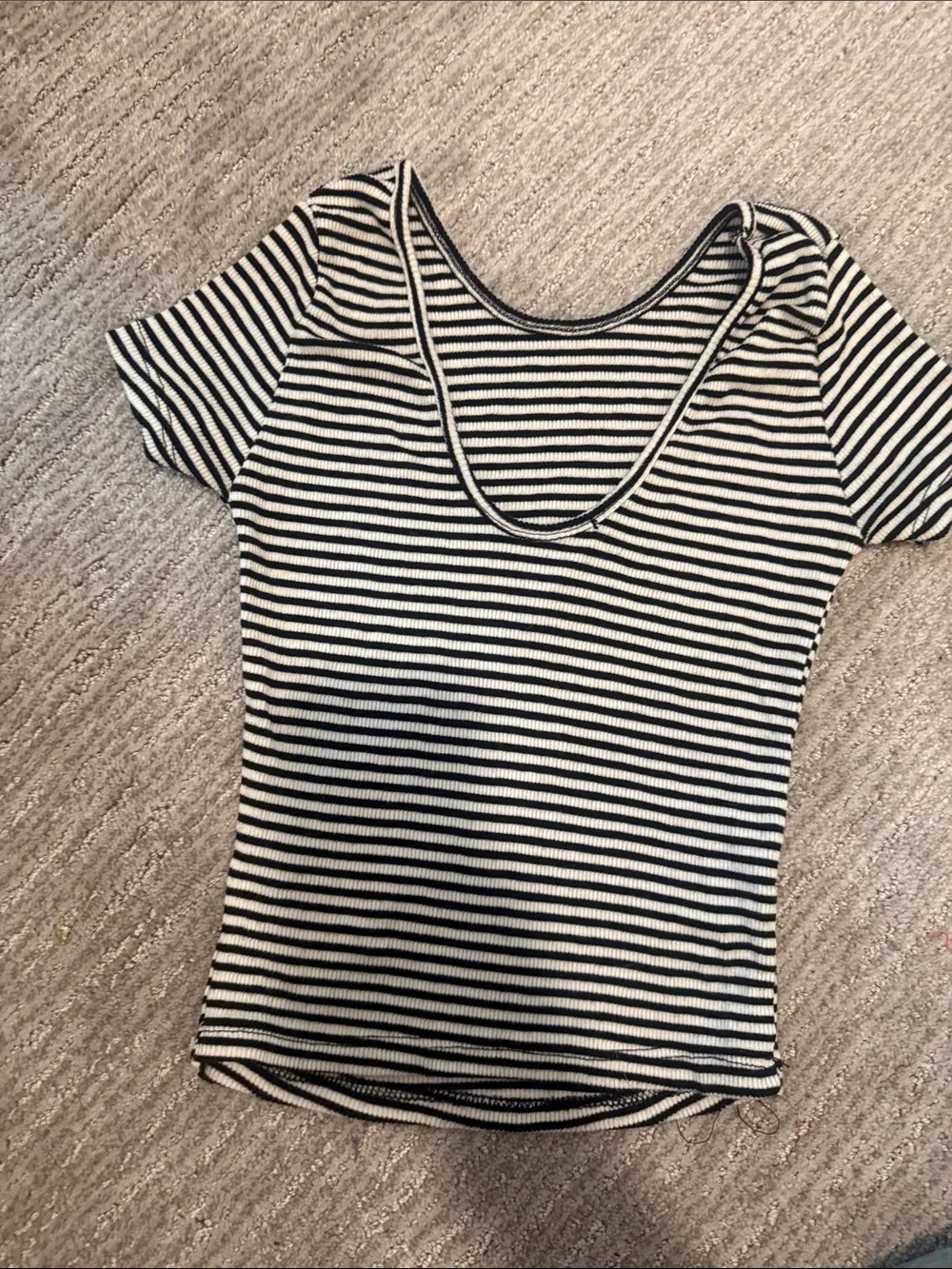Brandy Melville Black and White Striped Short Sleeve Tee